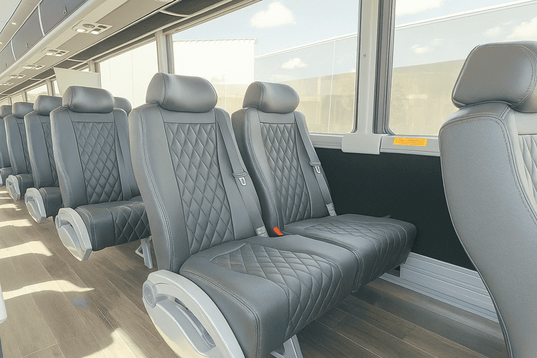 interior of Elk Grove Minibus Company charter bus