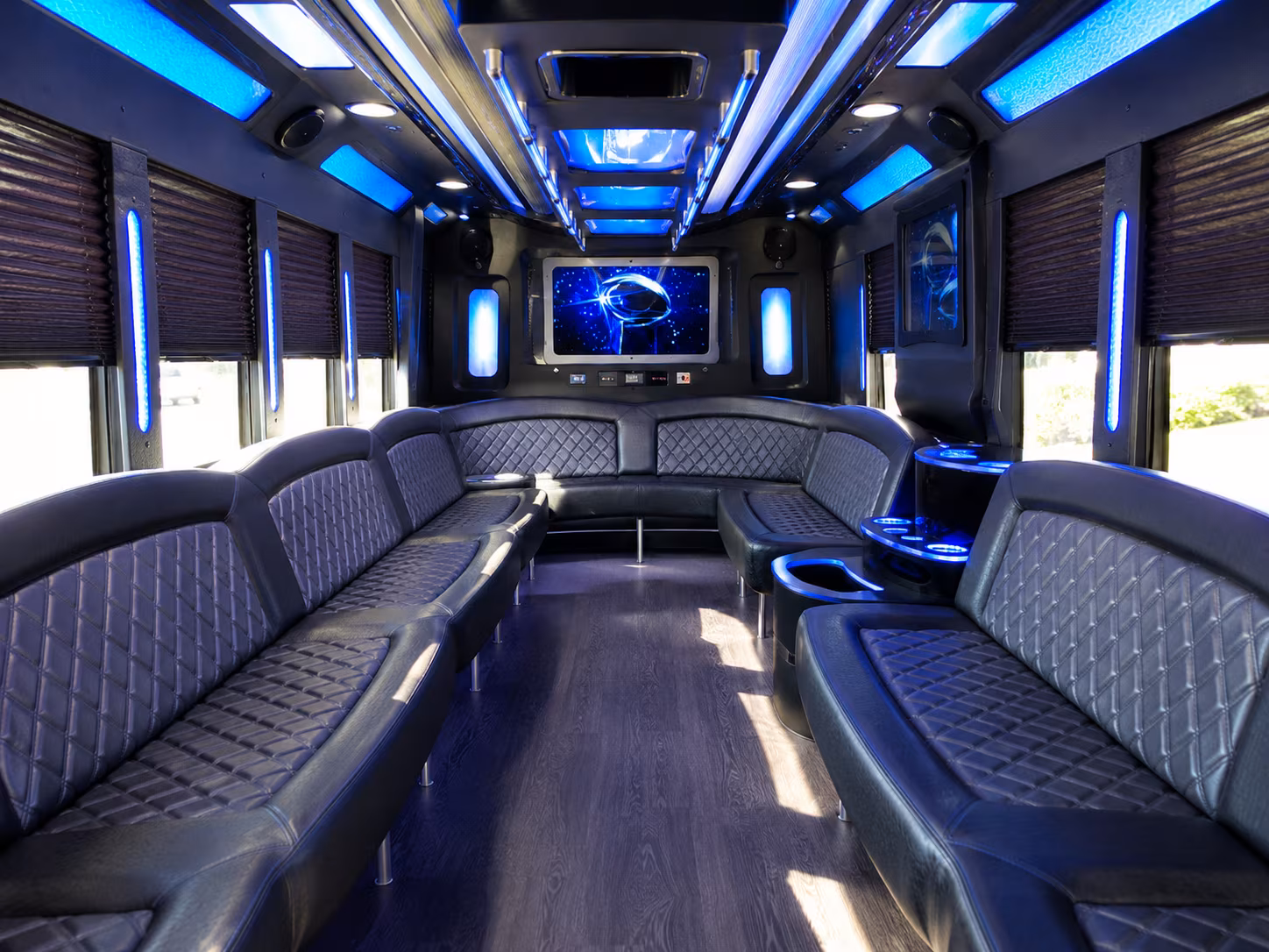elk grove 28 passenger party bus inside
