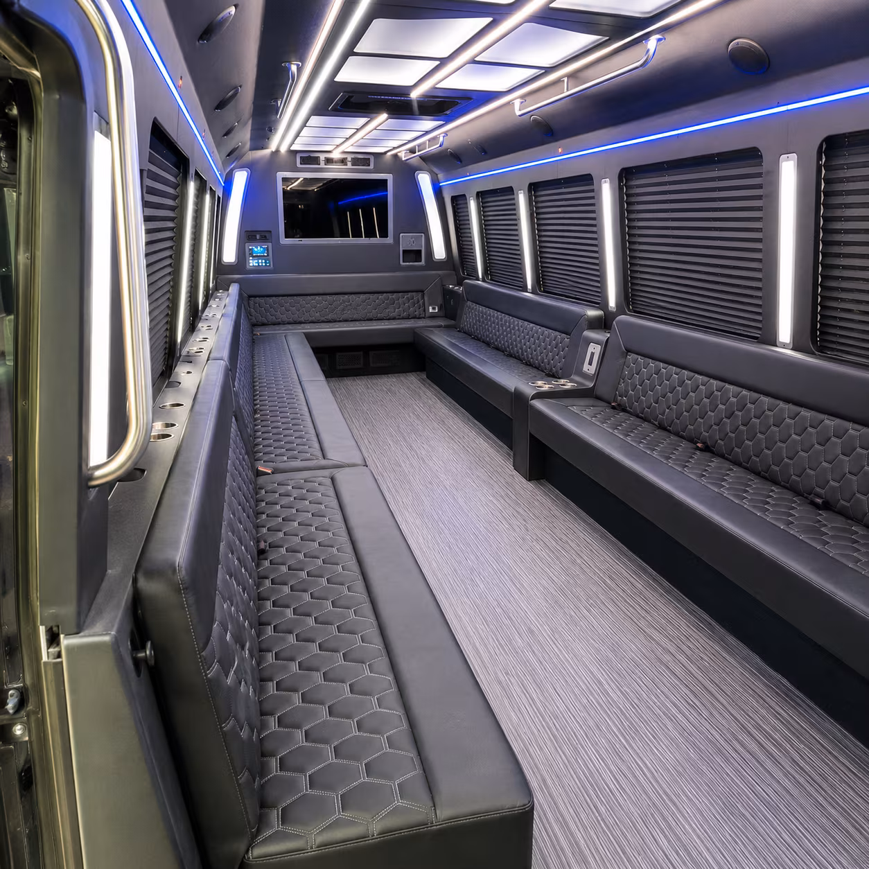 elk grove 40 passenger party bus interior